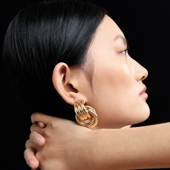 DOUBLE KNOT GOLD EARRINGS – Heaven Mayhem