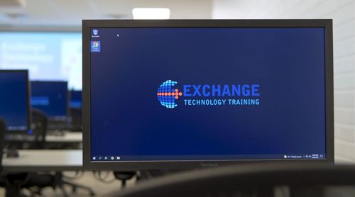 Exchange training desktop on computer monitor.
