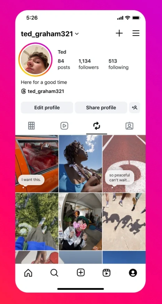 Instagram repost feature