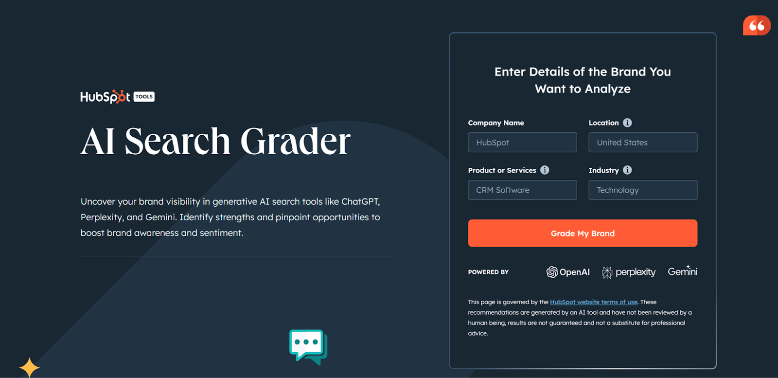 HubSpot's AI Search Grader