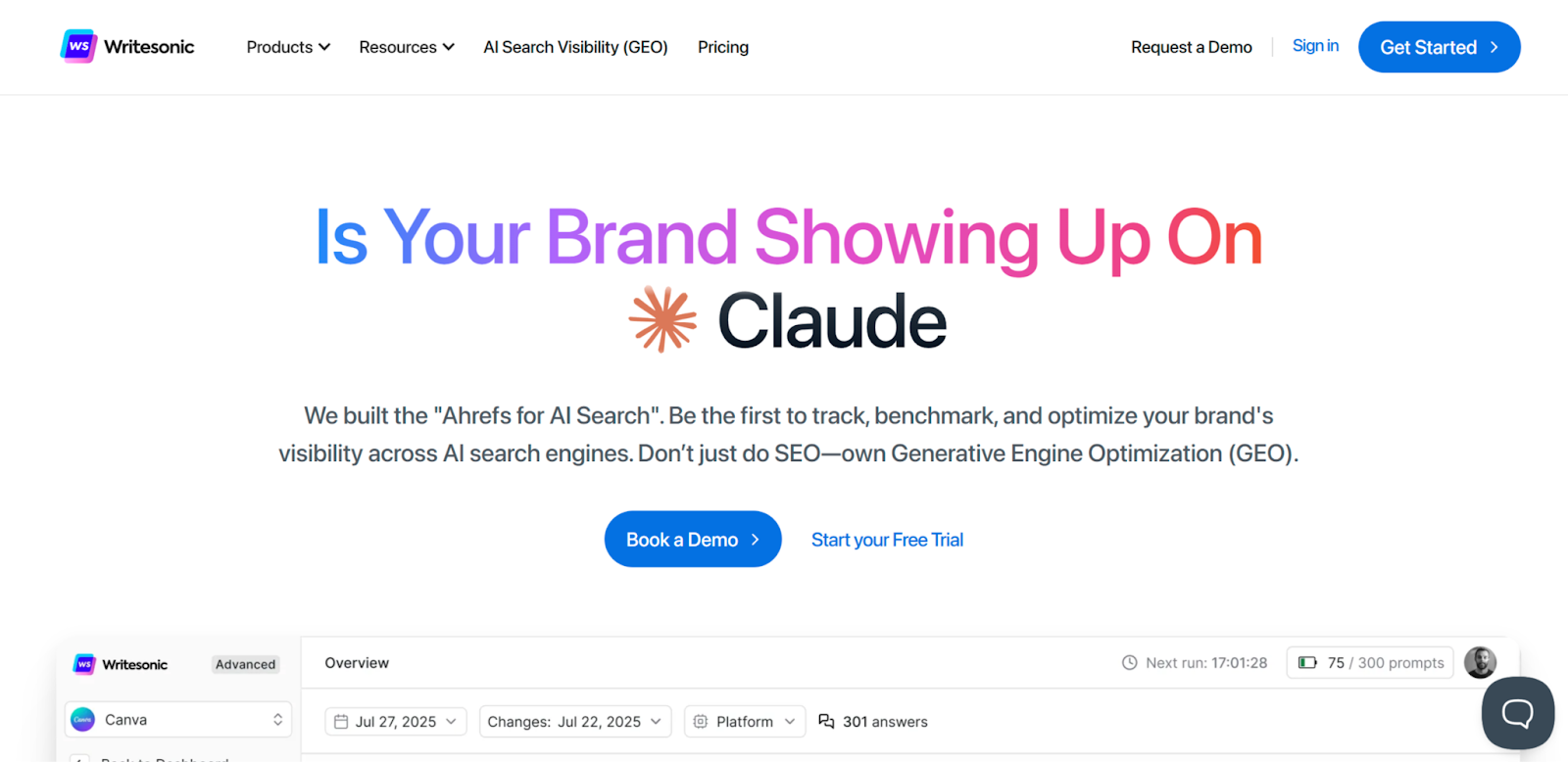 Writesonic AI Search Visibility (GEO) Tool