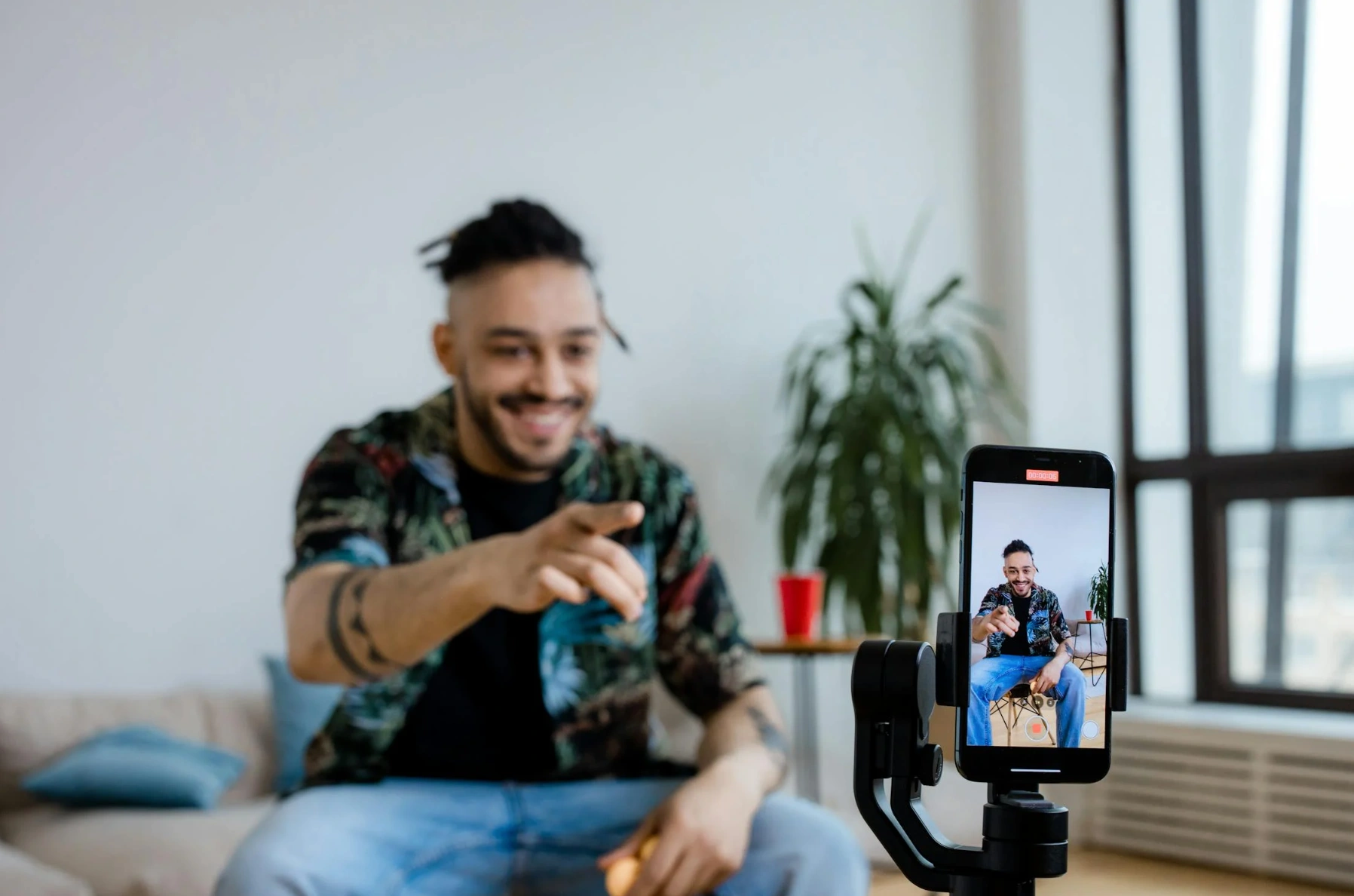 man recording himself