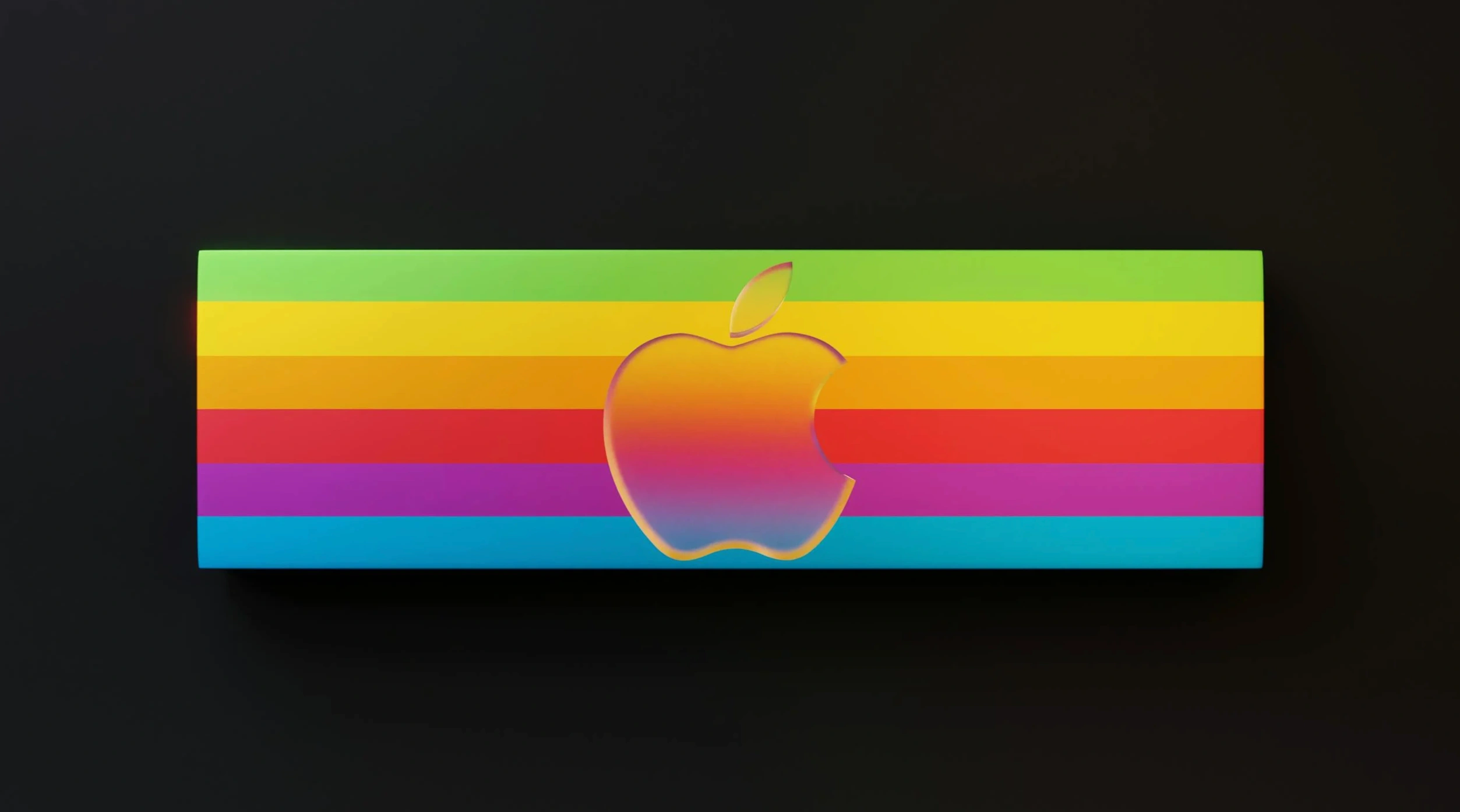 Apple logo in rainbow background
