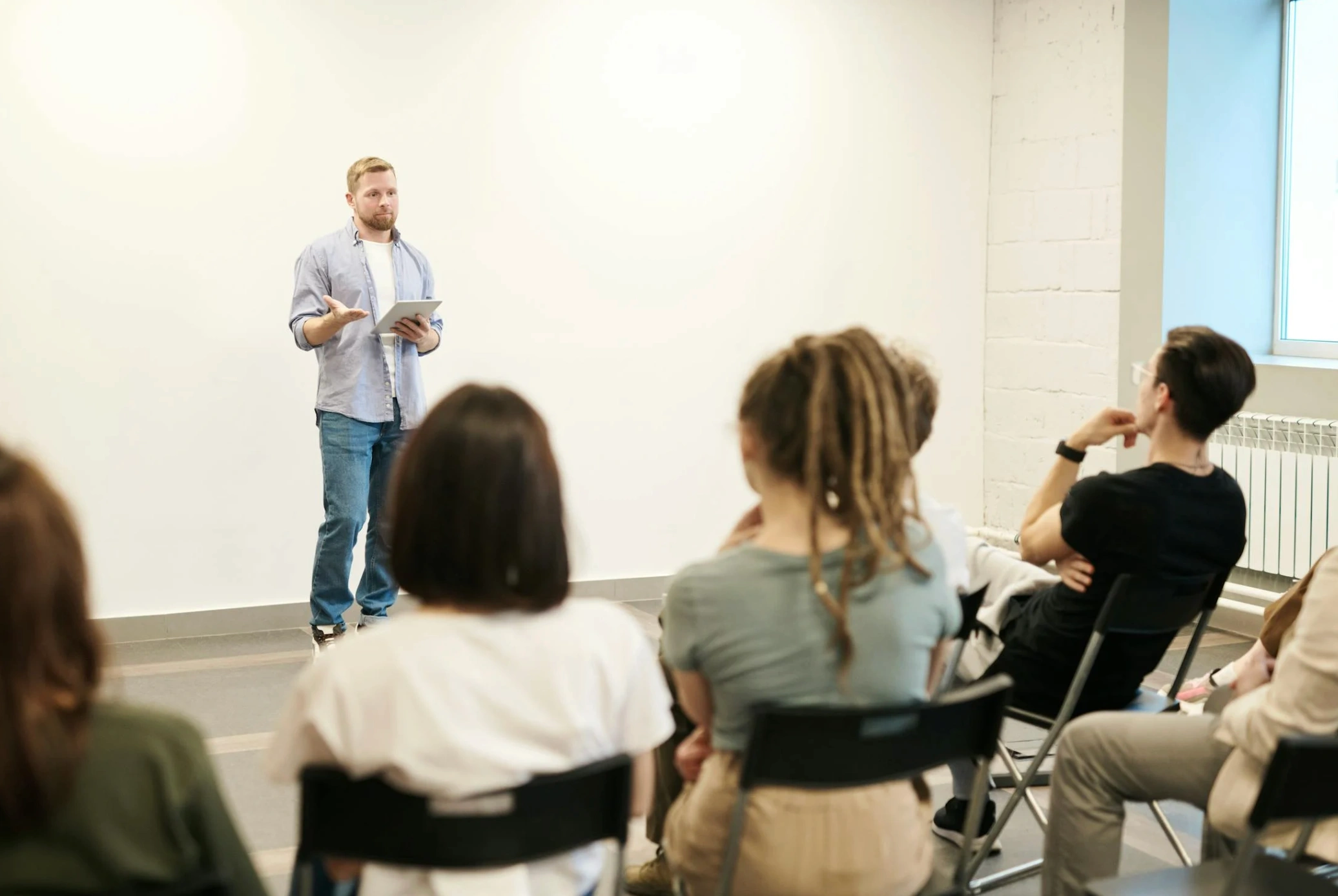 Speaker in front of audience