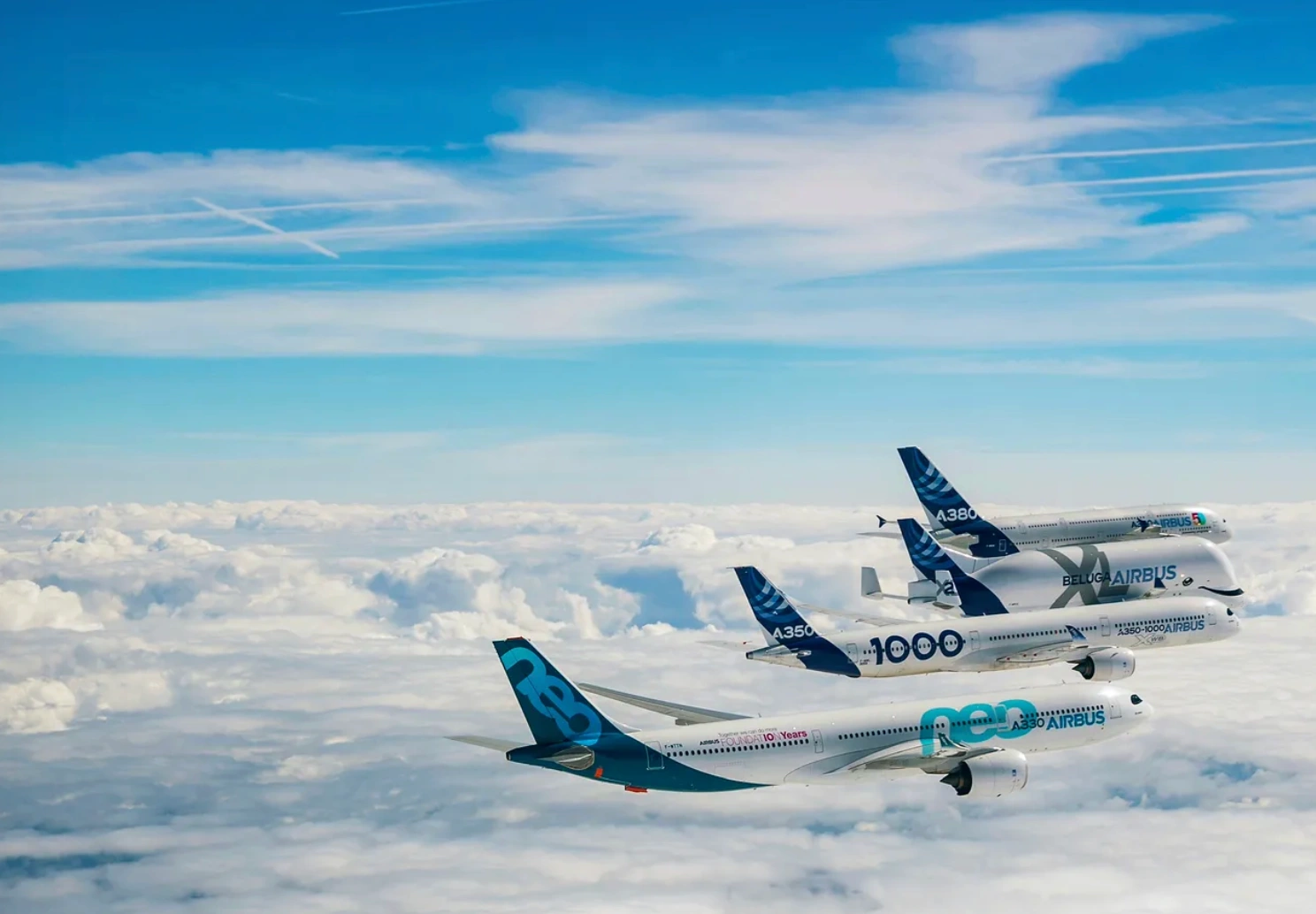 Airbus planes in air