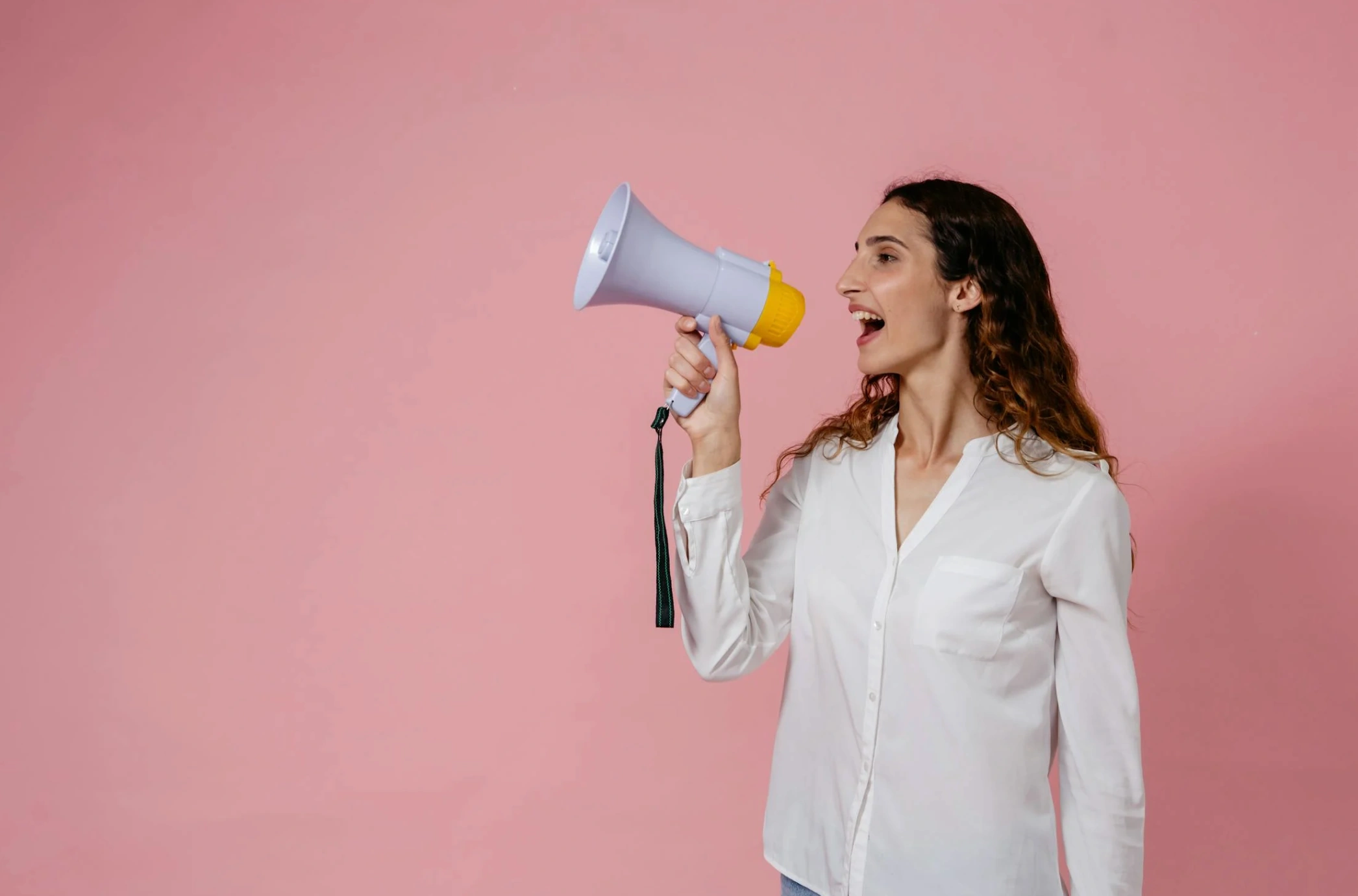 woman announcing in microphone