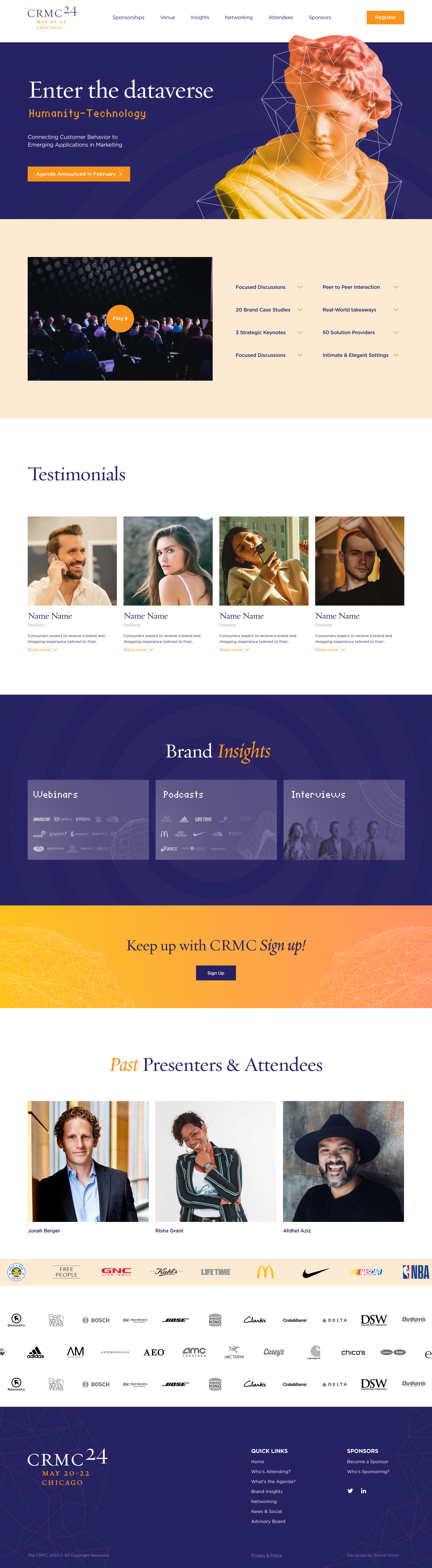 Brand Vision Marketing's Unique Website Design for CRMC 2024.