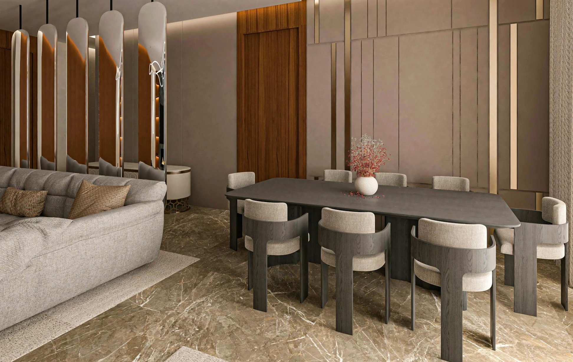 hotel living space dining space