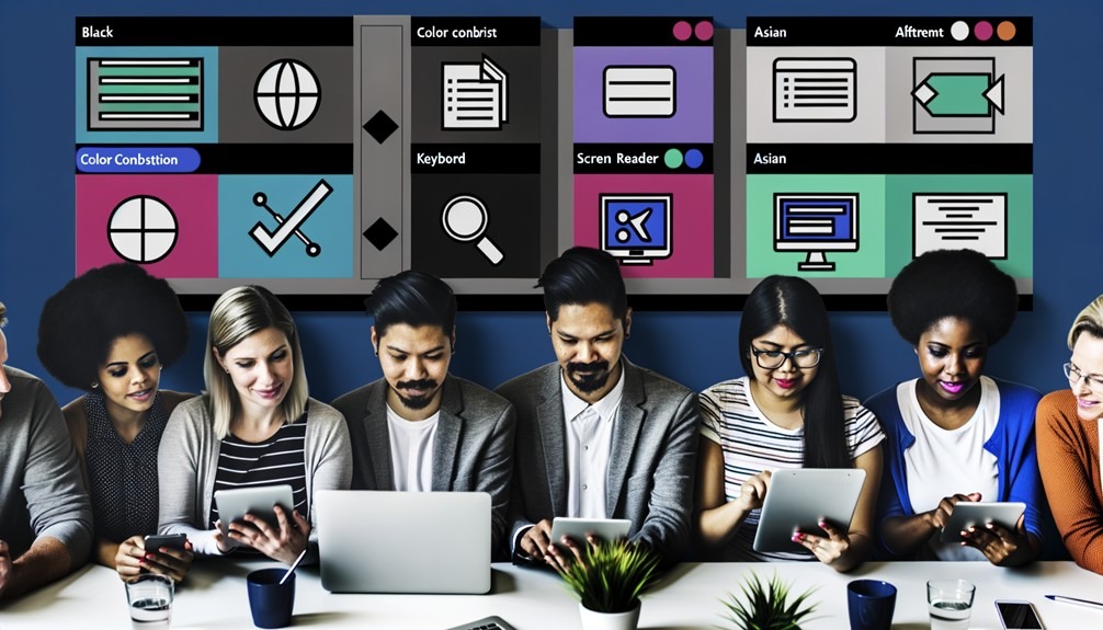 A group of people sitting at a table with laptops and computersAI-generated content may be incorrect.