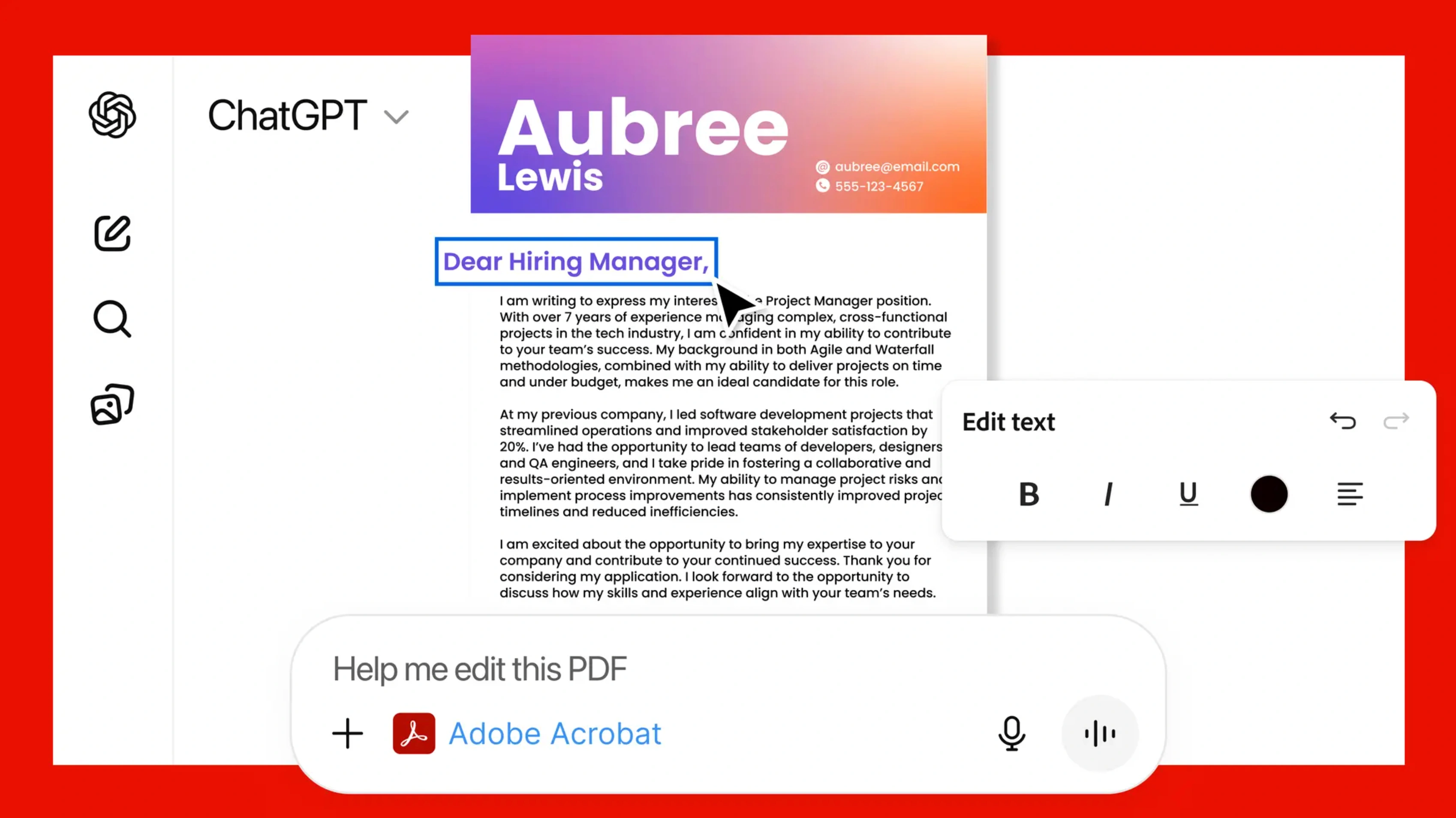 Adobe x ChatGPT feature