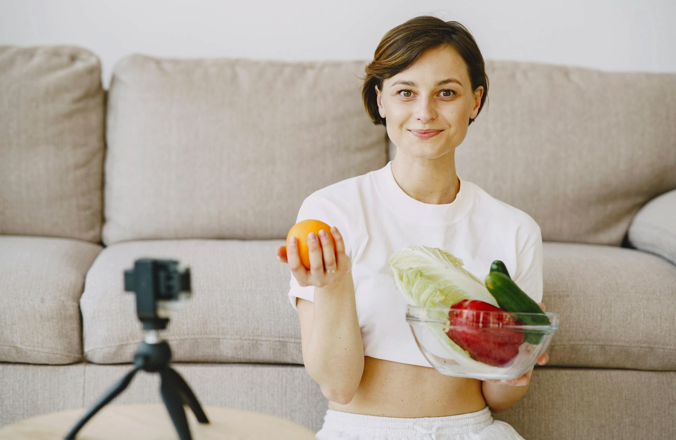 woman filming health content