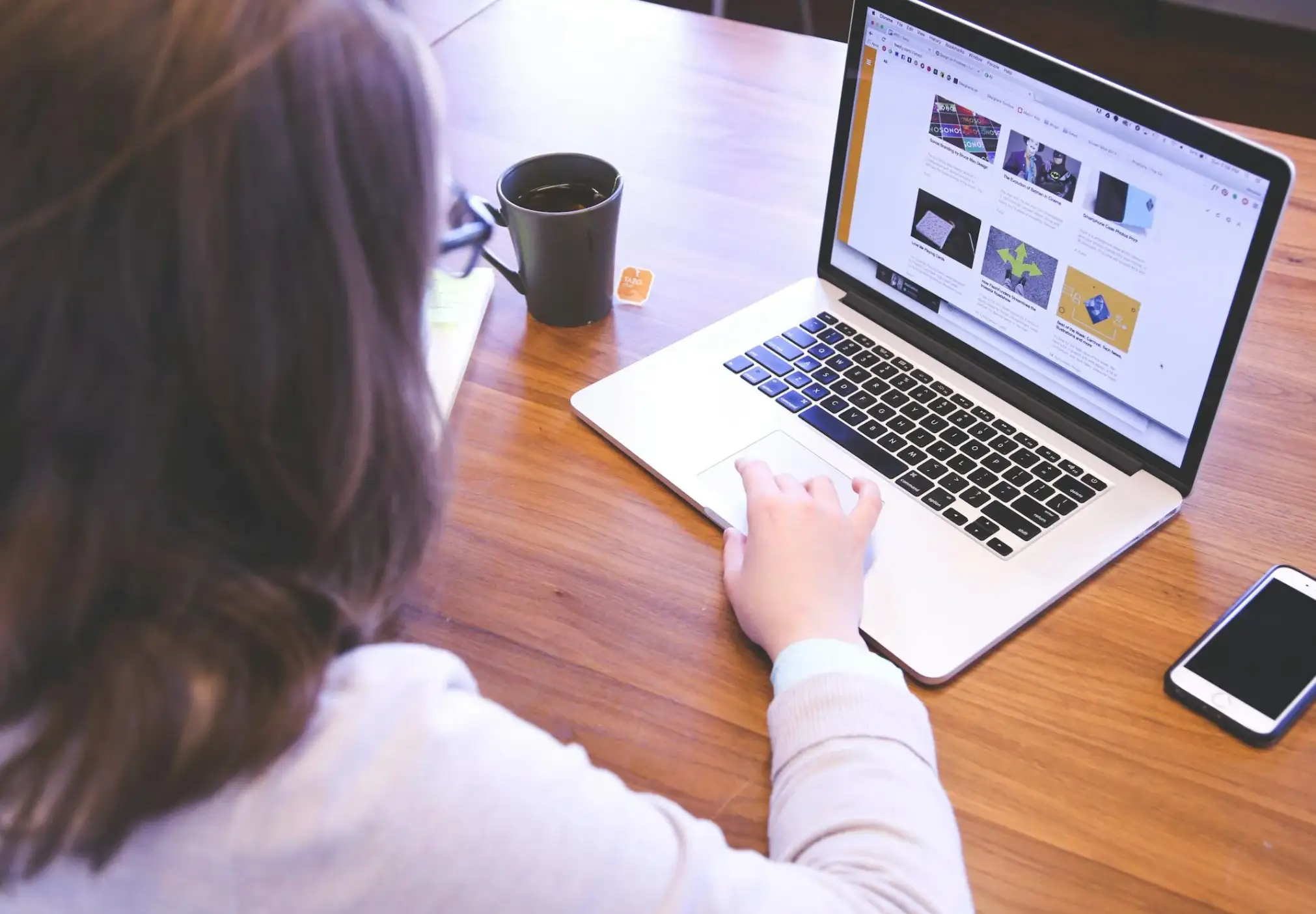 woman browsing through website