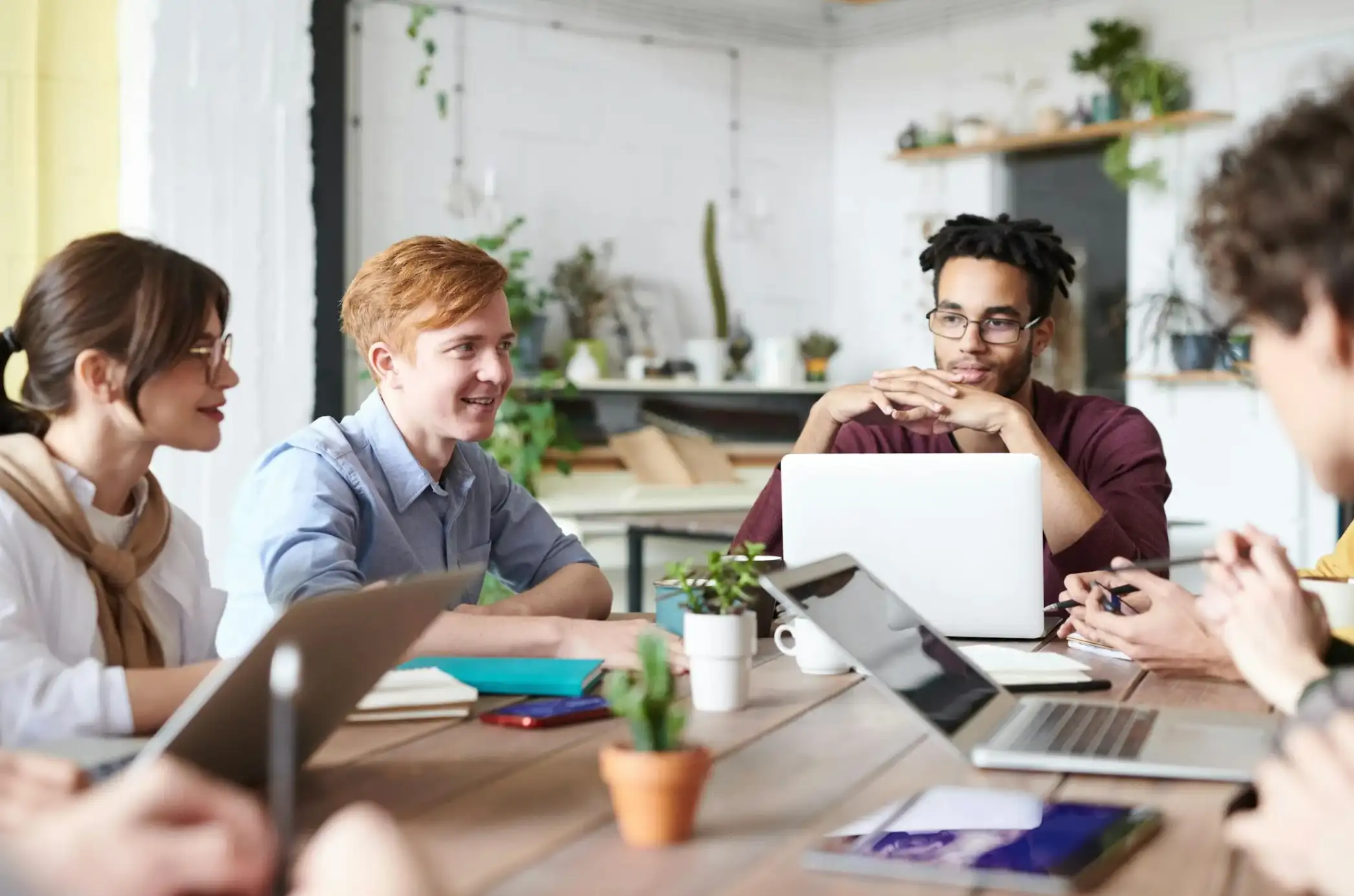 Group of employees working together