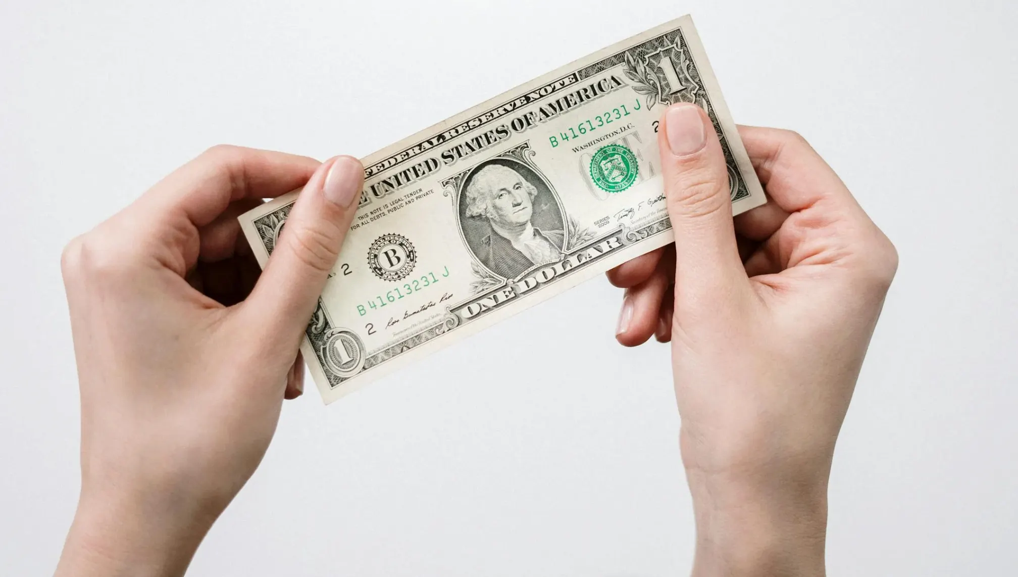 person holding one dollar bill