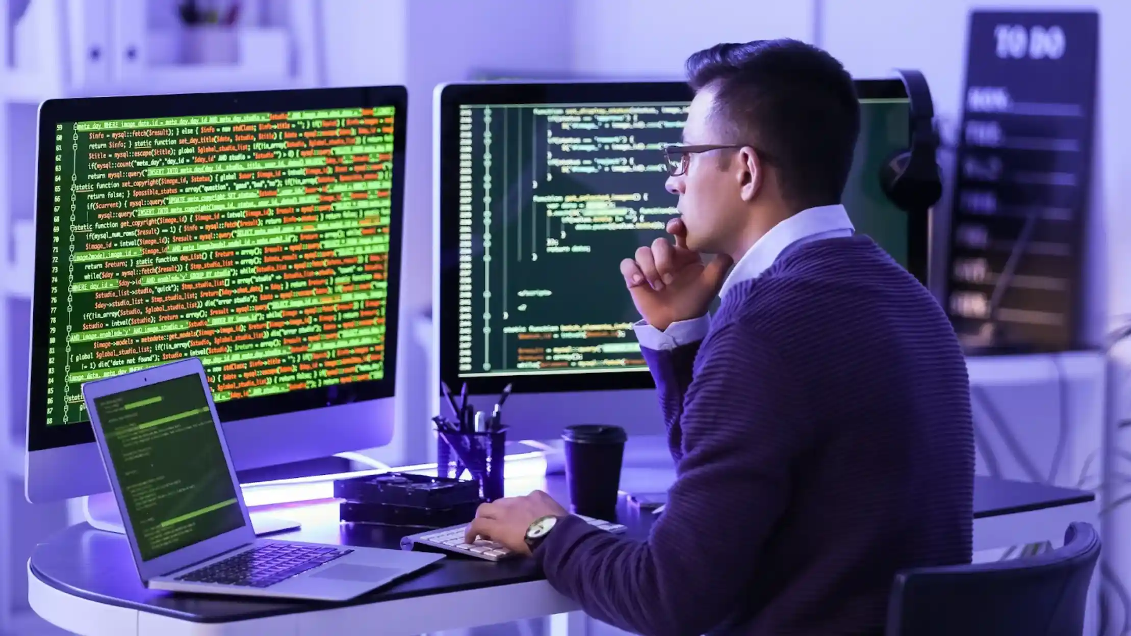 Person working with computer codes