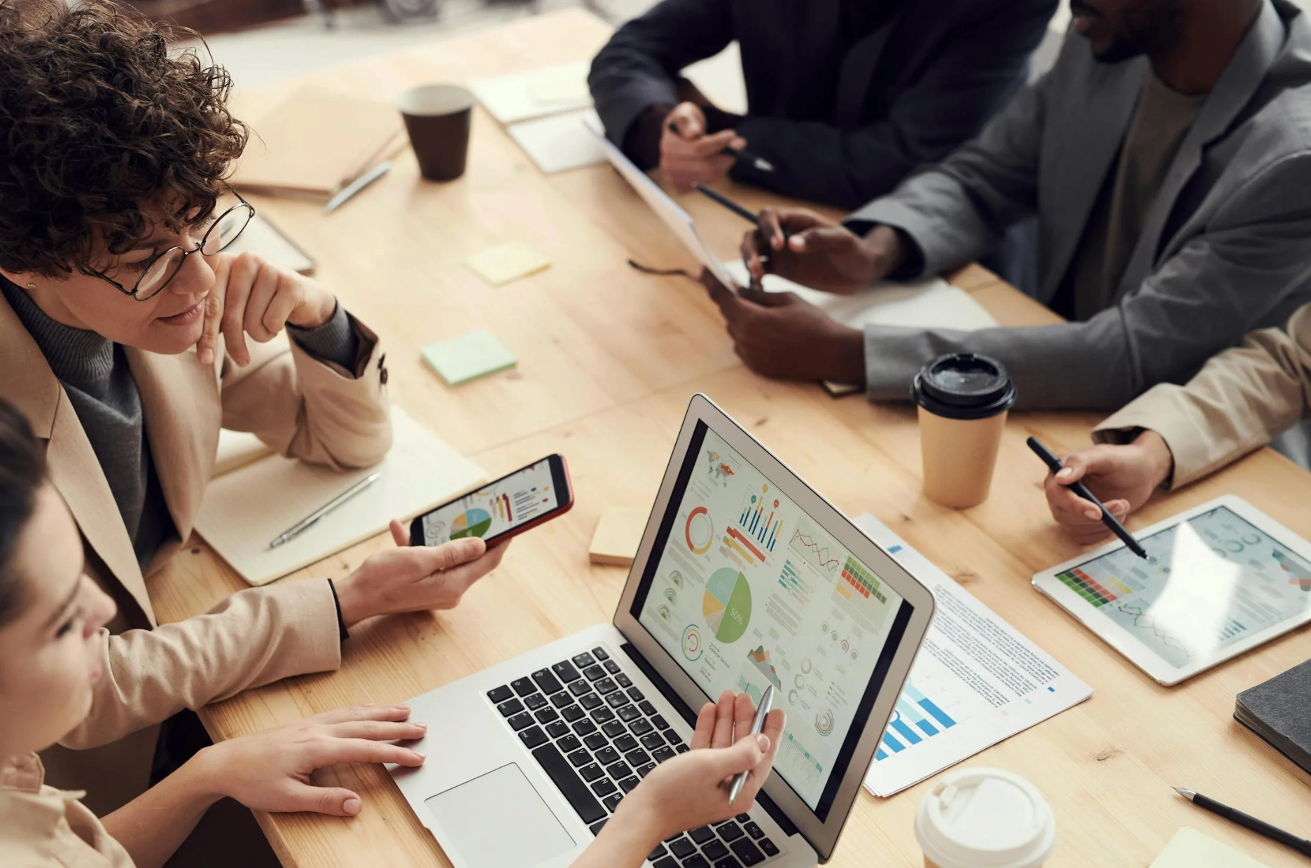 group of people analyzing data