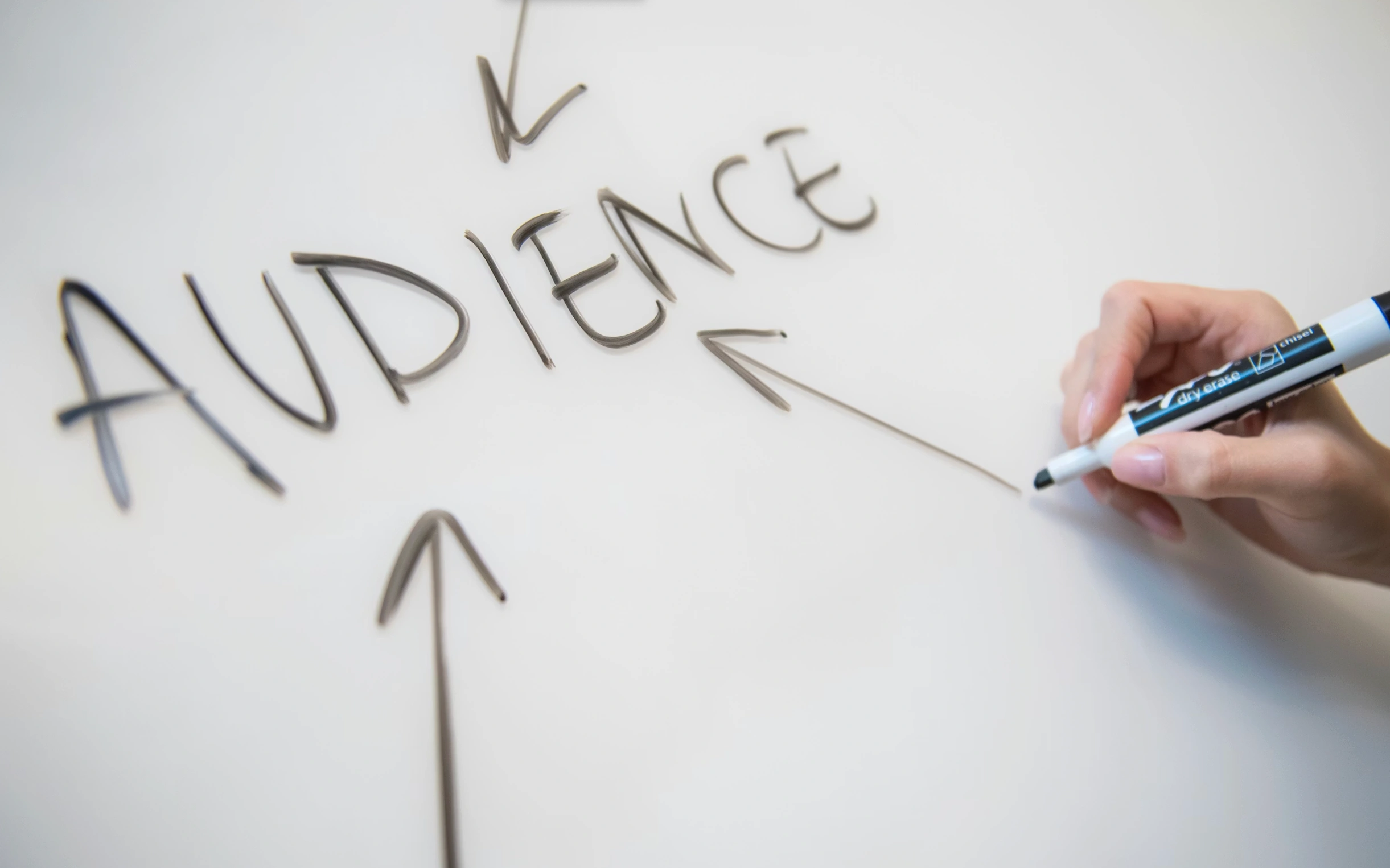 arrows leading to audience