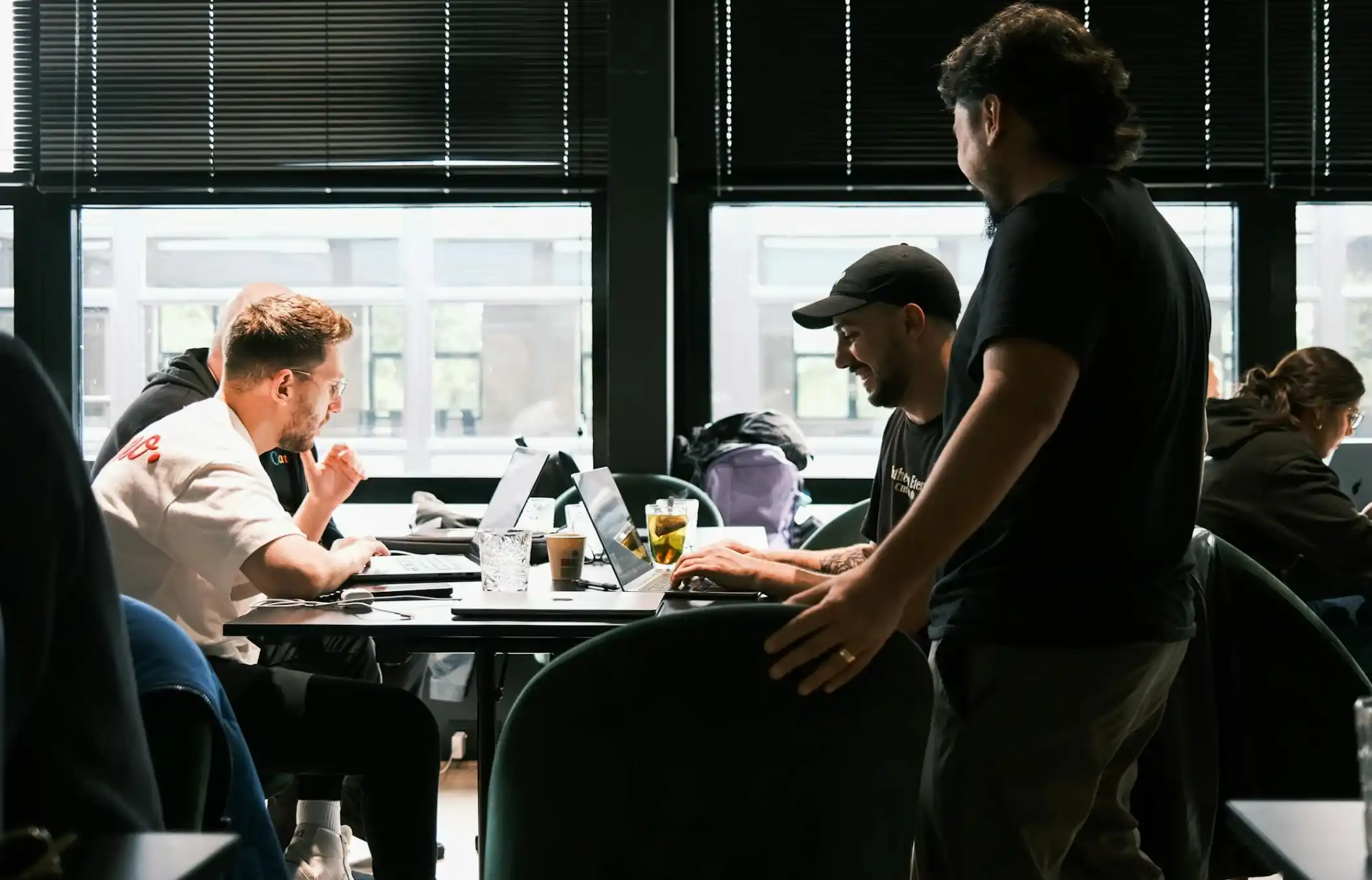 people discussing work