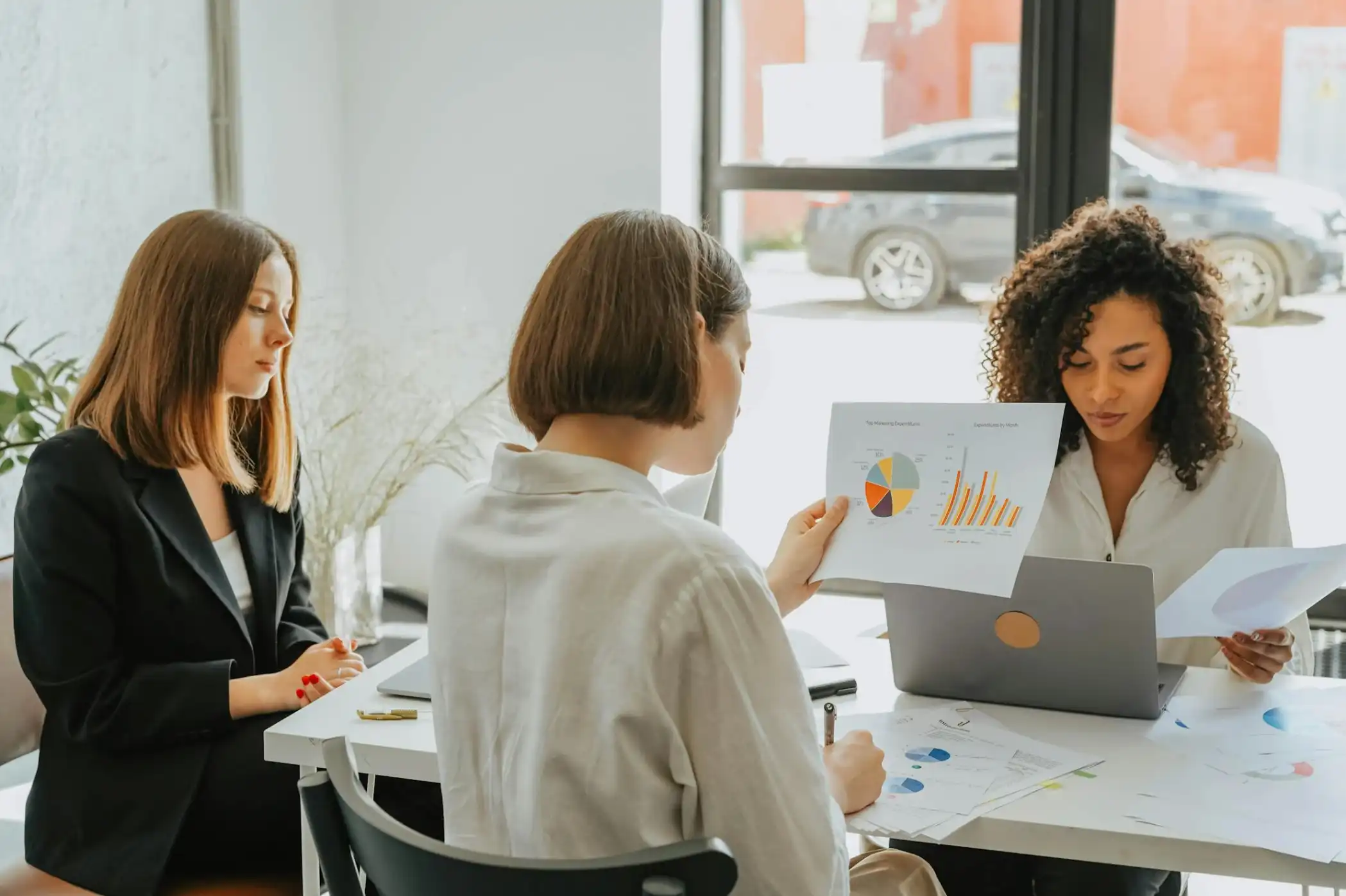 women analyzing data