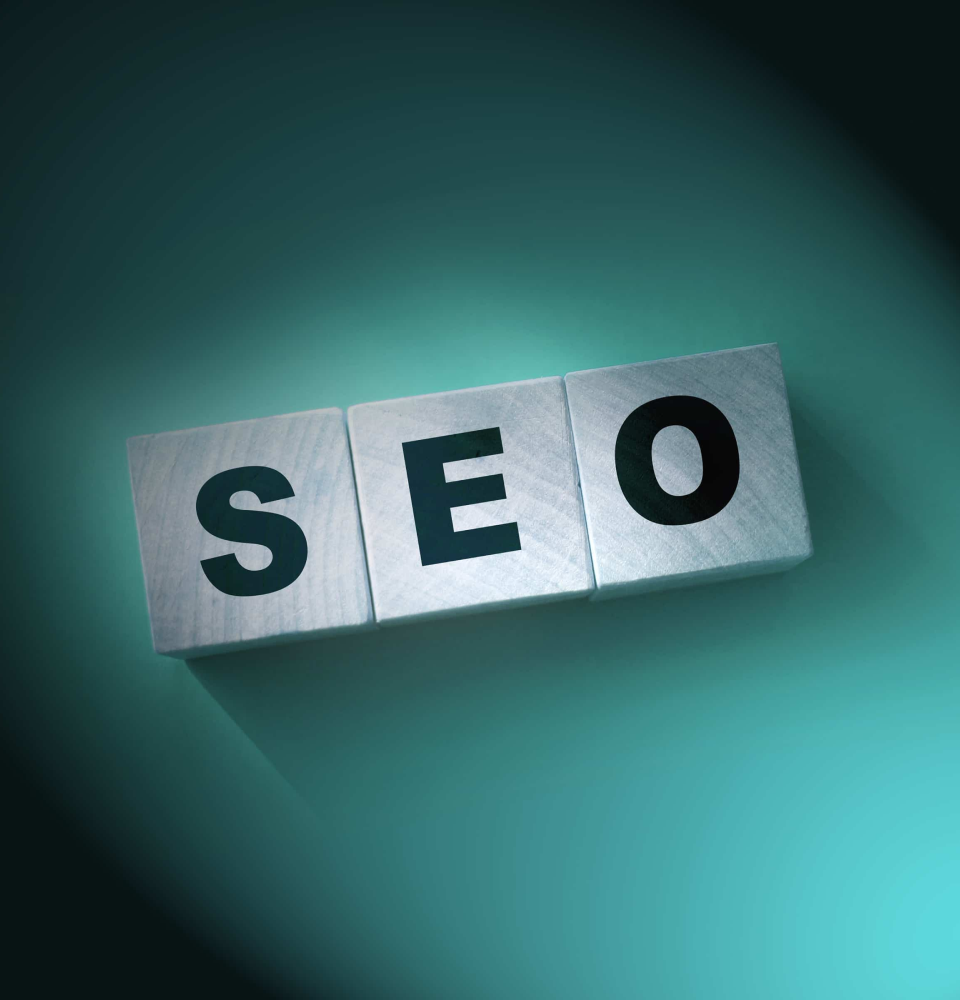 Person holding a tablet showing SEO services Canada process with content, web analysis, traffic, and ranking icons.