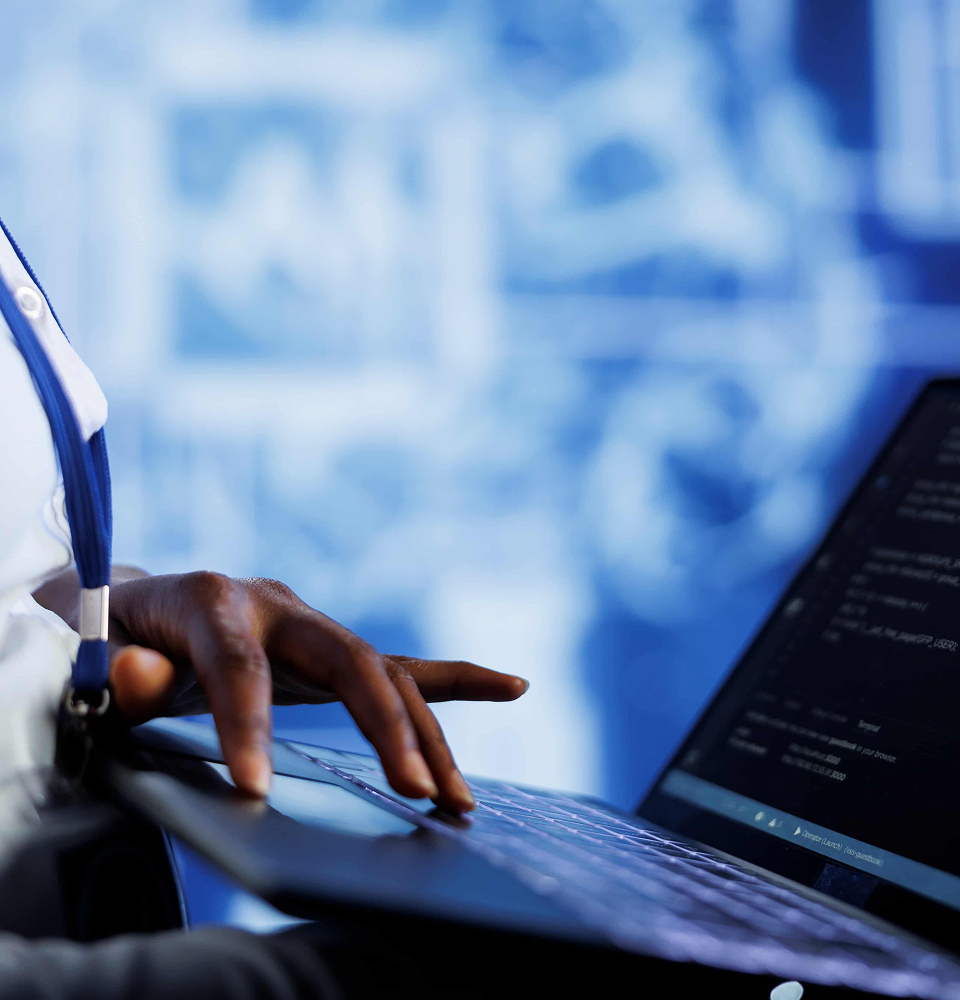 Person holding a digital dashboard showing SEO services Canada analytics, rankings, and optimization metrics.