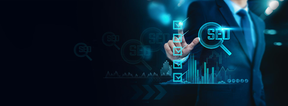 SEO consultant reviewing performance metrics and optimization checklist