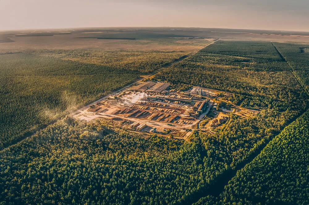 Wide aerial photo of Tuan Mill 