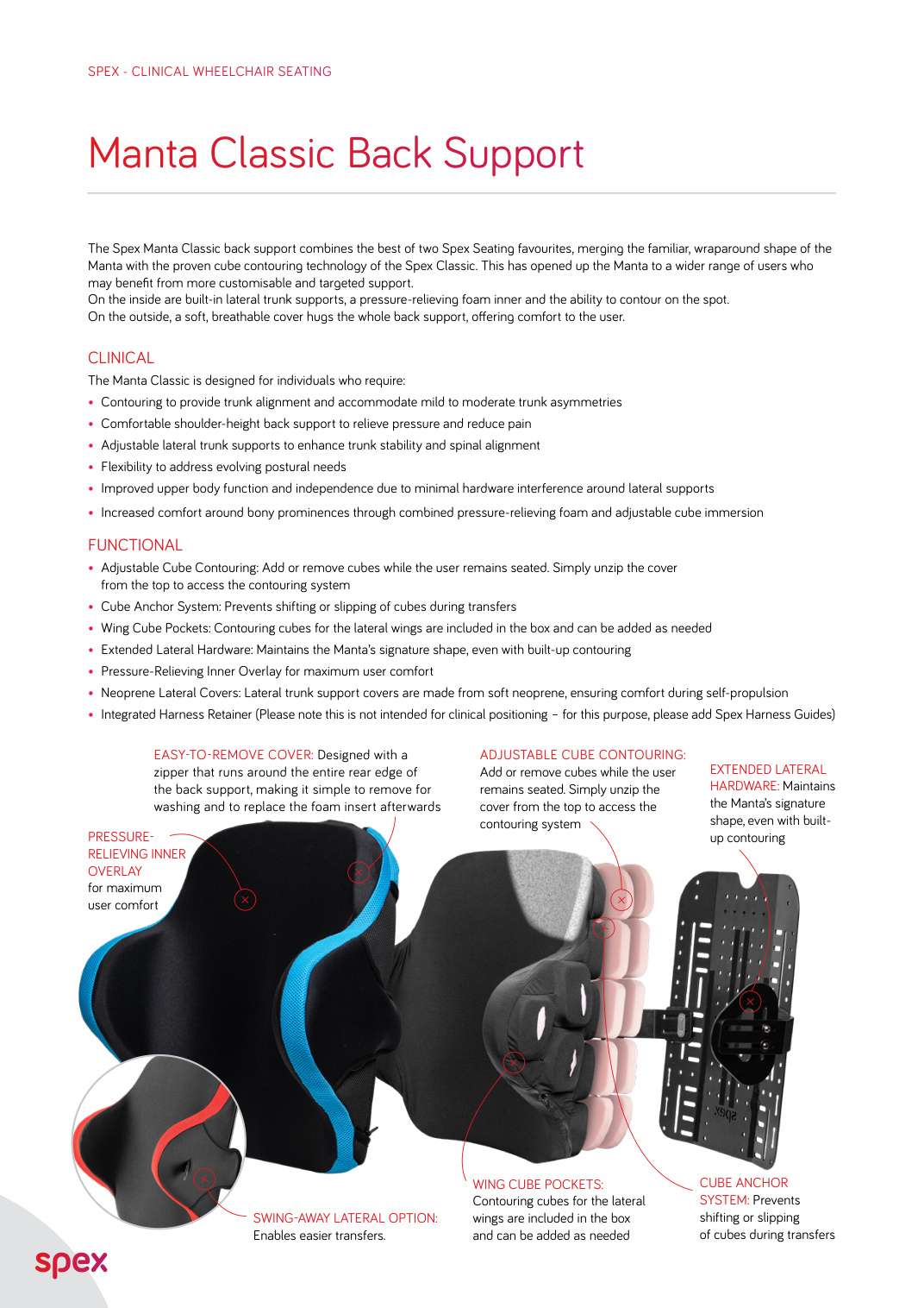 Spex Manta Classic Back Support brochure