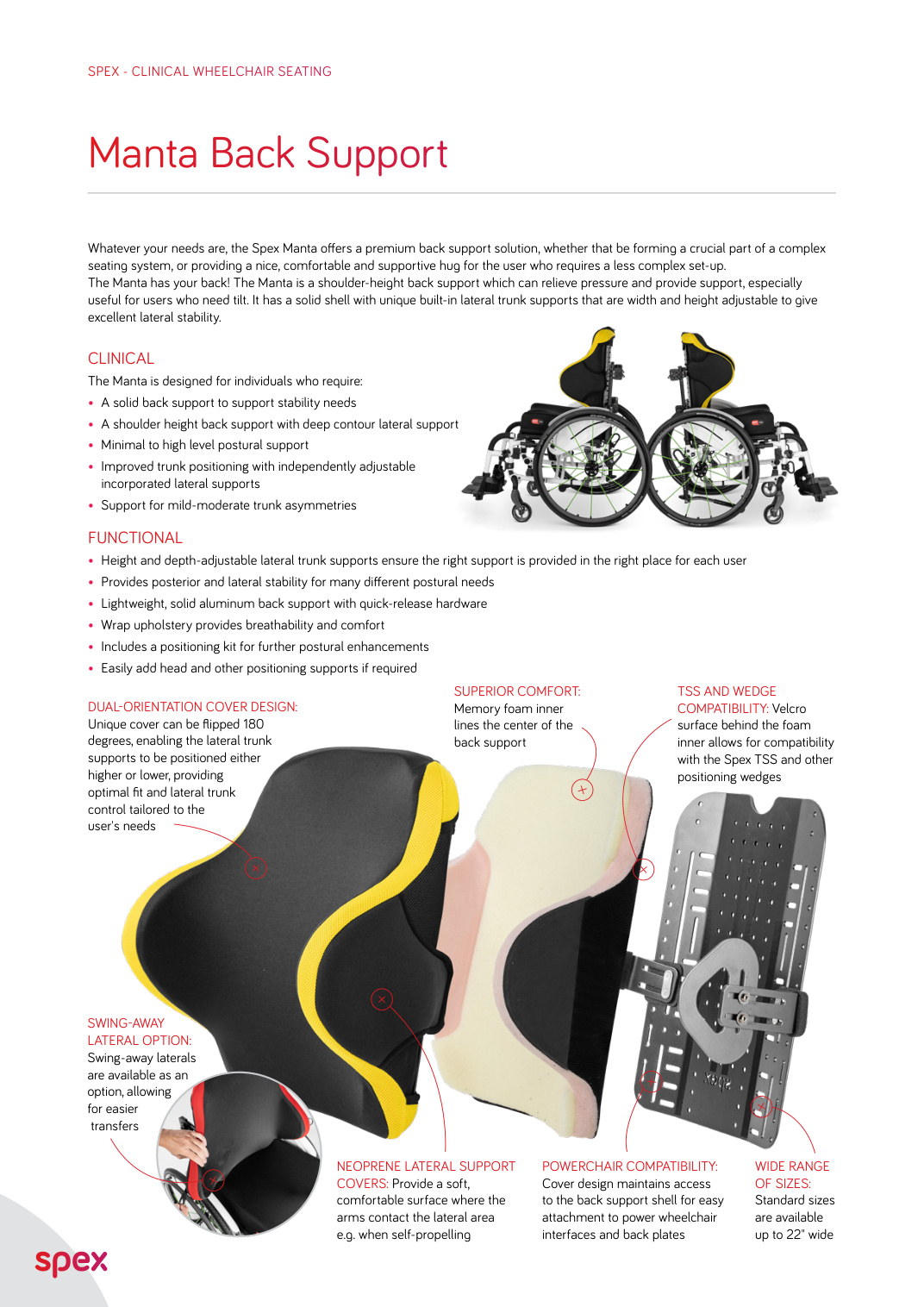 Spex Manta Back Support brochure