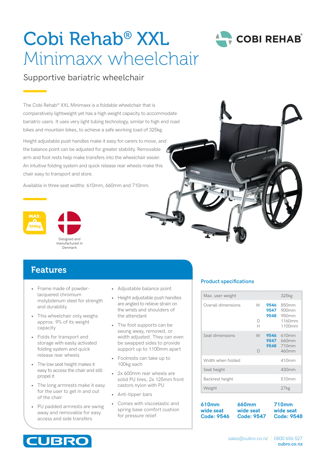 Cobi Rehab XXL Minimaxx wheelchair brochure