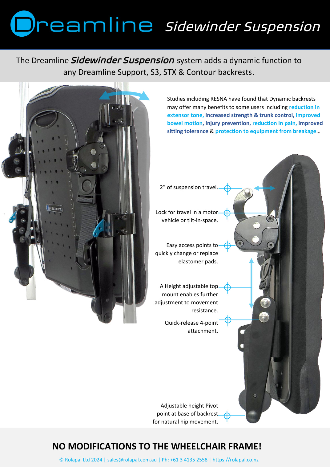 Dreamline Sidewinder Suspension System brochure