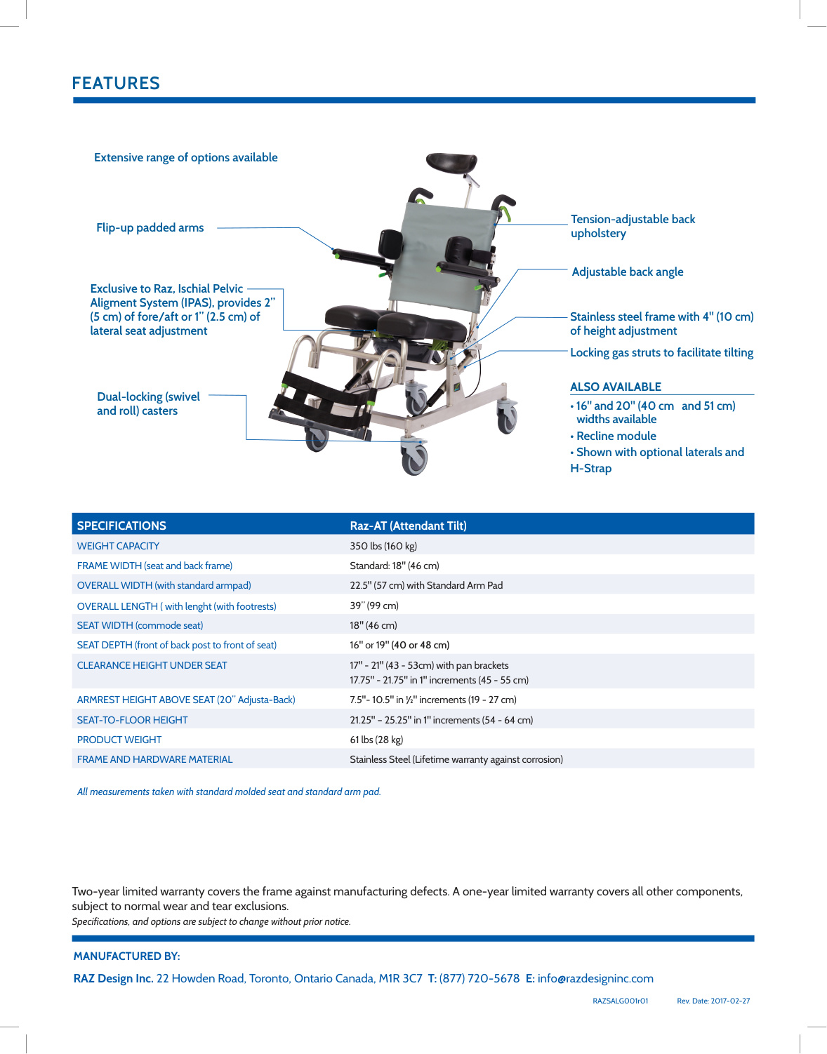 Raz-AT Tilt in Space Shower Commode brochure