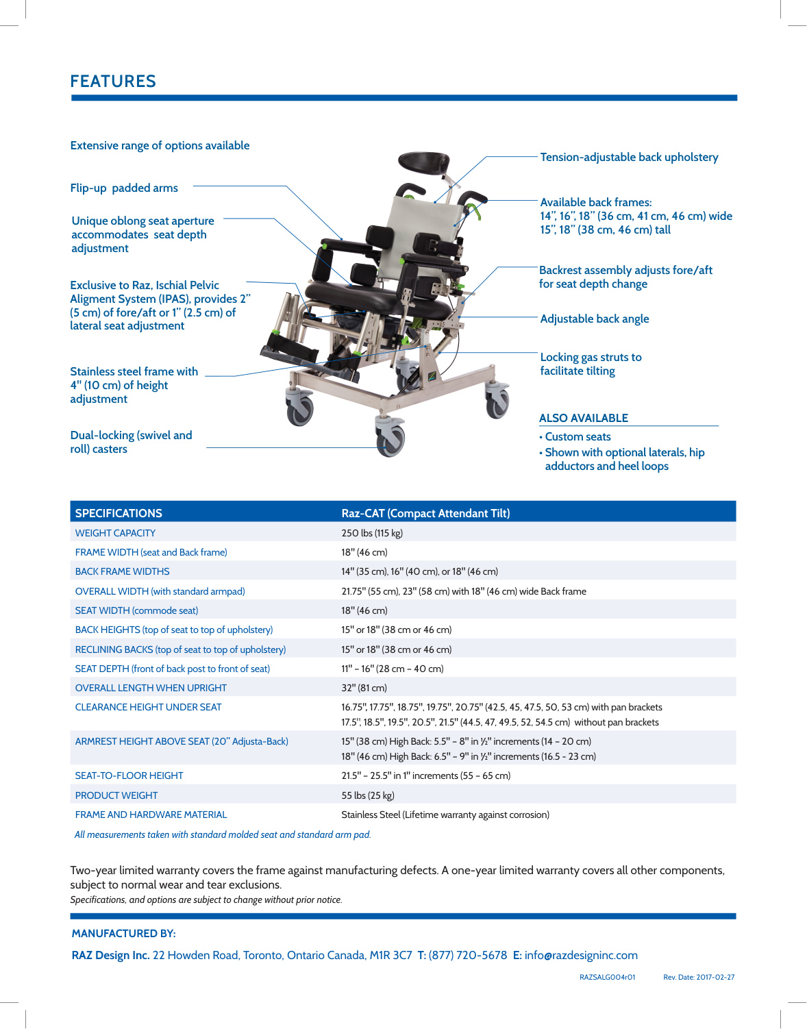 Raz-CAT Tilt in Space Shower Commode brochure