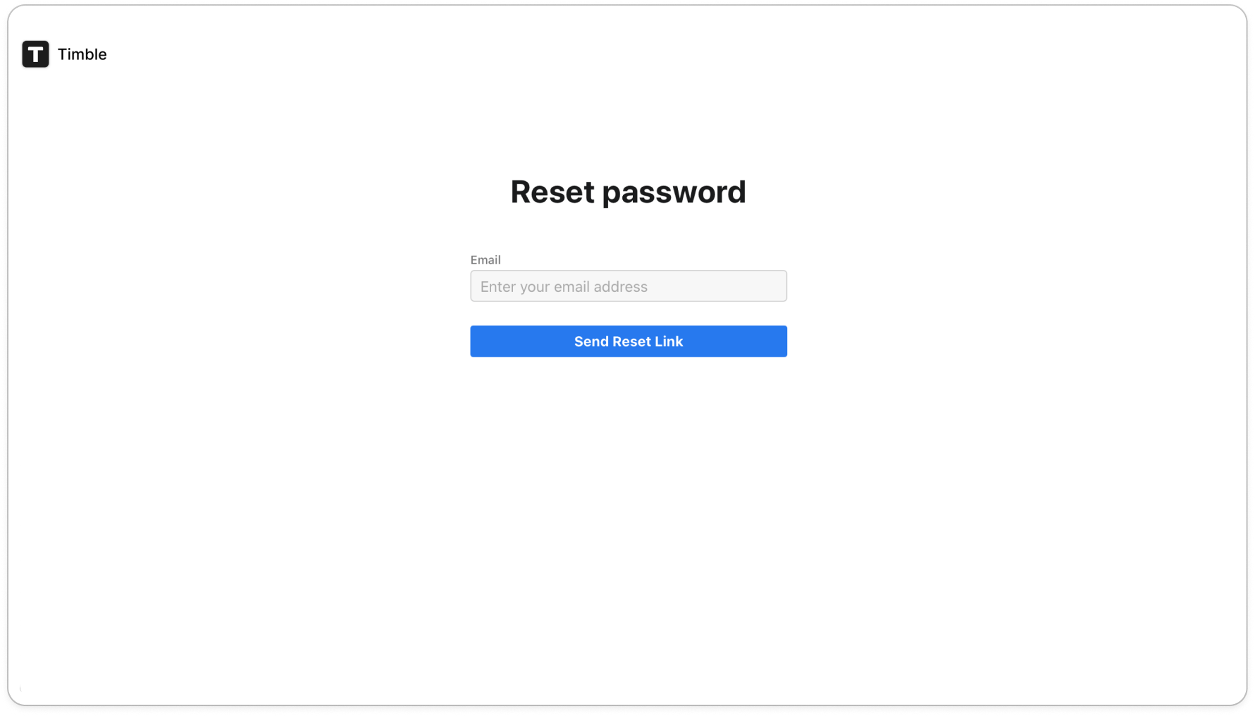 The Reset password page with an email address typed in and the Send Reset Link button