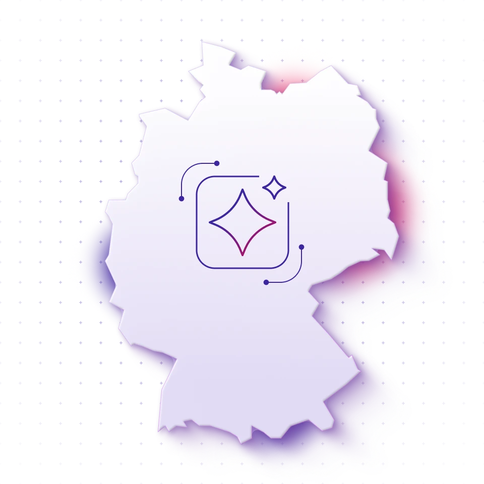 Deutschland-Illustration mit KI-Symbol zur Darstellung nationaler Anforderungen an künstliche Intelligenz