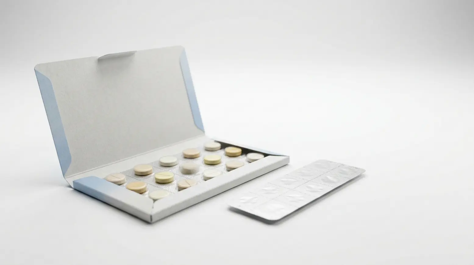 High-value medicine wallet pack showcasing unit-dose blisters on a clean white backdrop.