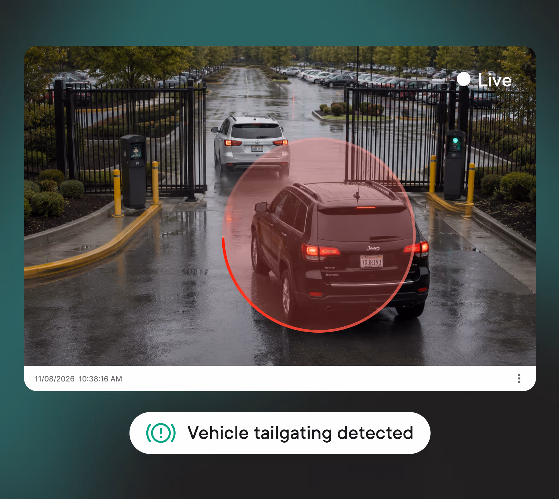 Detect vehicle piggybacking at gates and parking entries