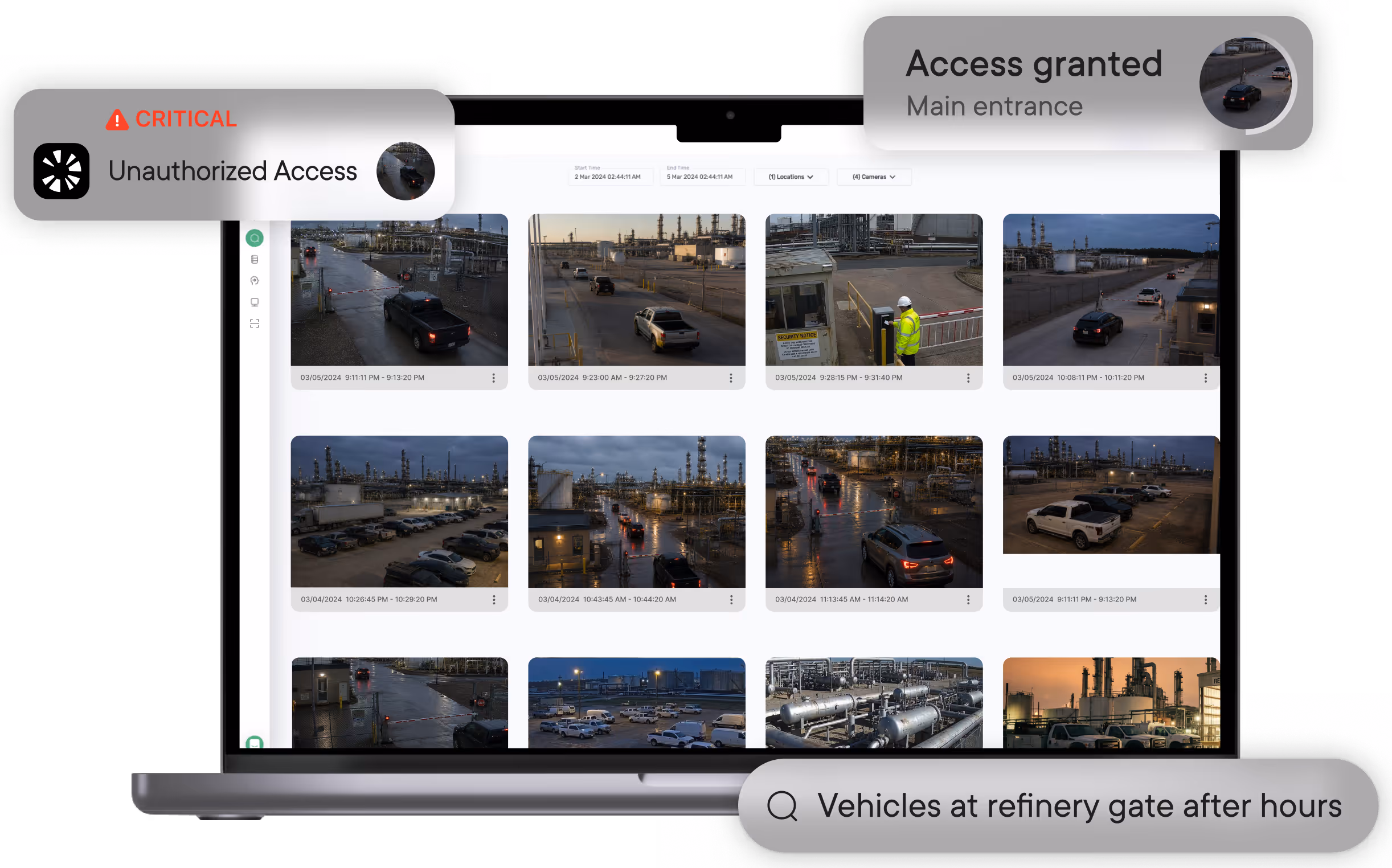 Oil and Gas Security Systems with Real-Time Alerts