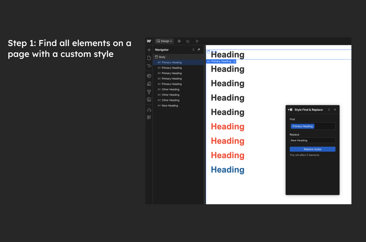 Step 1: Find all elements on a page with a custom style