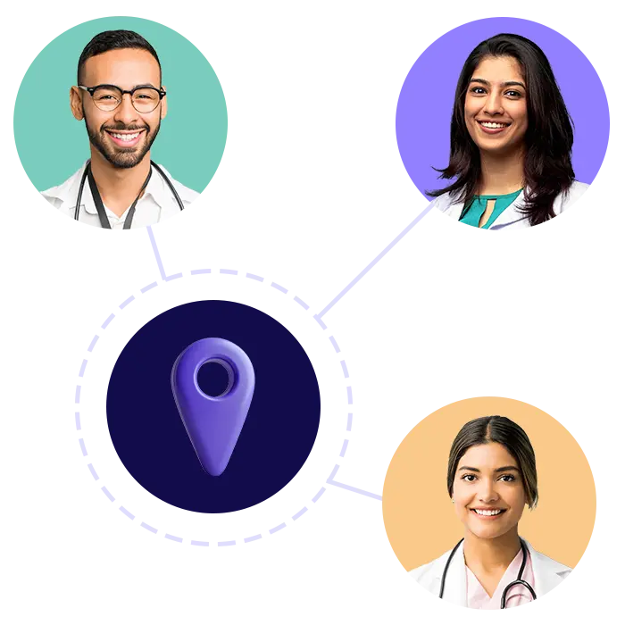 Red de doctores de Sofía Seguros de Salud conectados por ubicación