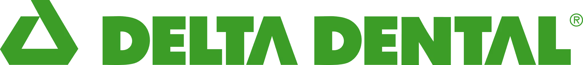 Delta Dental logo in green font with a stylized triangular emblem.