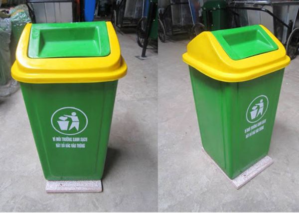 Thùng rác nhựa công nghiệp màu xanh
