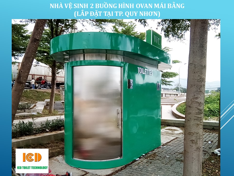 Nhà vệ sinh công cộng thông minh 2 buồng ovan mái bằng
