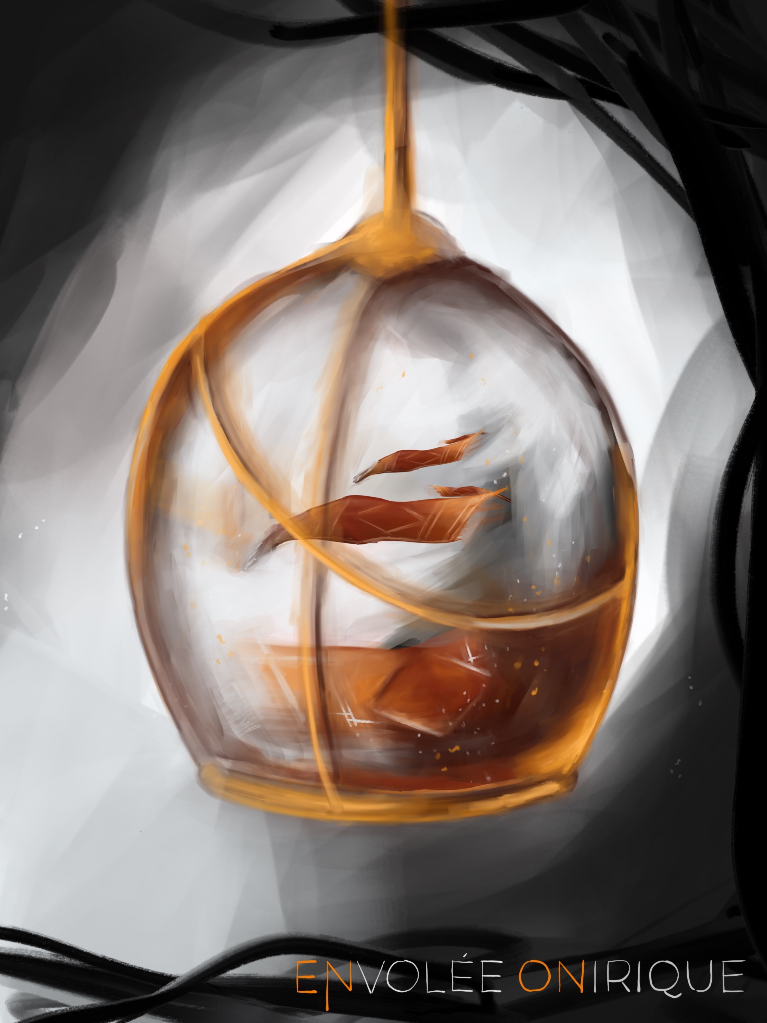 Digital Art - Procreate - Watercolor - Illustration - 

Digital Illustration by Annika Richter designed in Procreate belonging to the Series calles "A phantastic journey". 

These images show different aspects of inner and outer travel taking you into a world inside your mind. To travel means to change. According to the artist, life itself can be interpreted as a kind of journey, making the adventures of inner and outer travel a kind of mirror to the omnipresent change in life itself. 

A forgotten christmas bell is hanging in the dark of a forgotten path. Inside there are several flying carpets. The adventures inside the bell are forgotten in an area of the owners mind, where they have not traveled to in a long time.  

