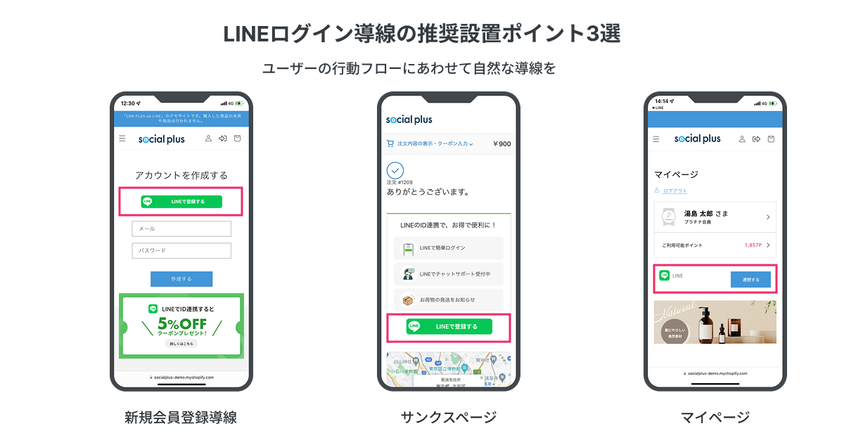 LINEログイン導線の推奨設置ポイント3選