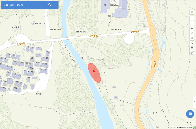 Map showing the approximate locations of the suspected unauthorized development