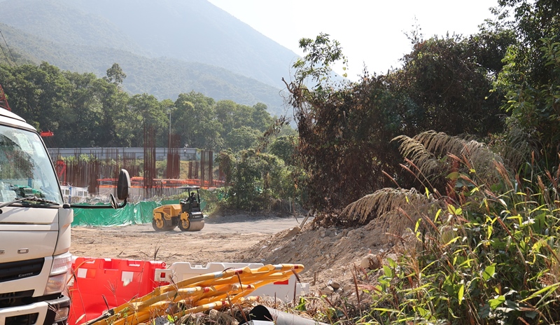 A road roller working on a site formation area