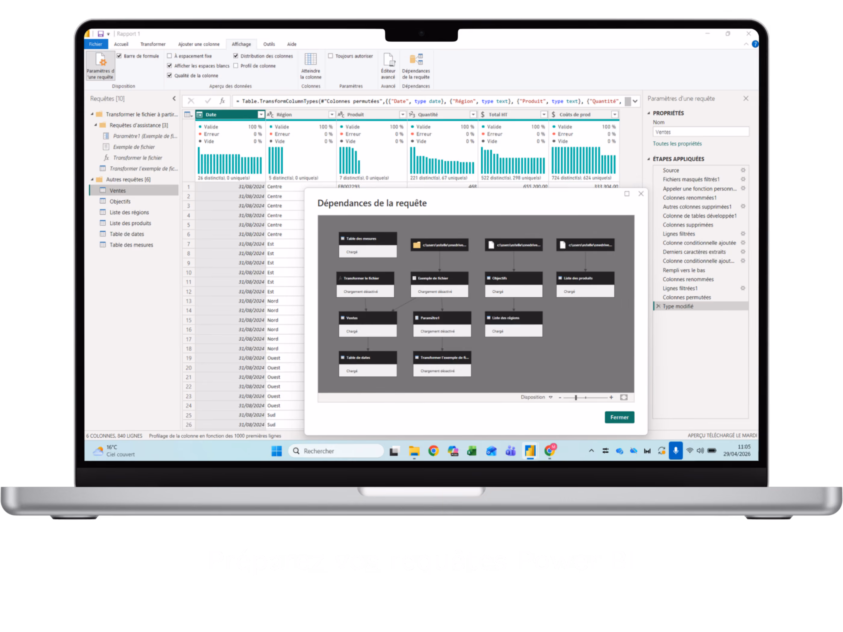 mockup power bi préparation des requêtes - Solpedinn