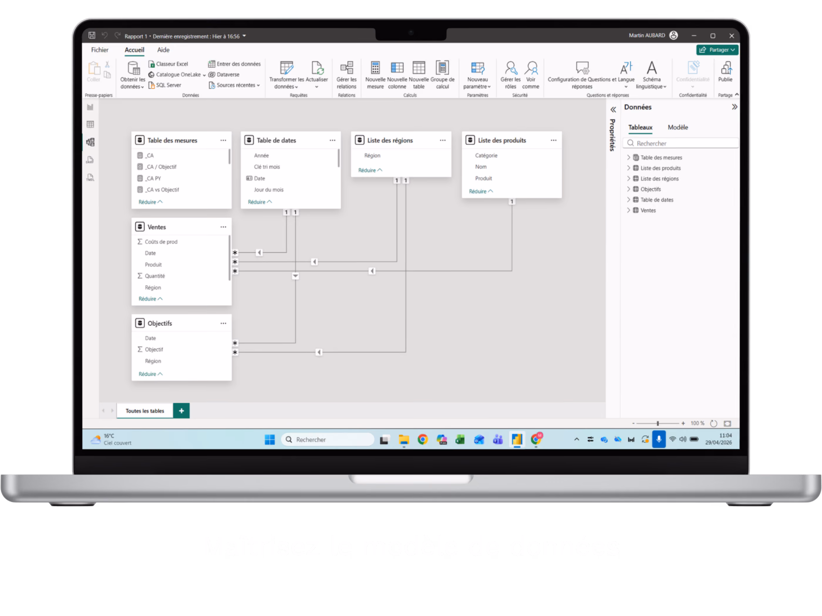 mockup power bi modèle de données - Solpedinn