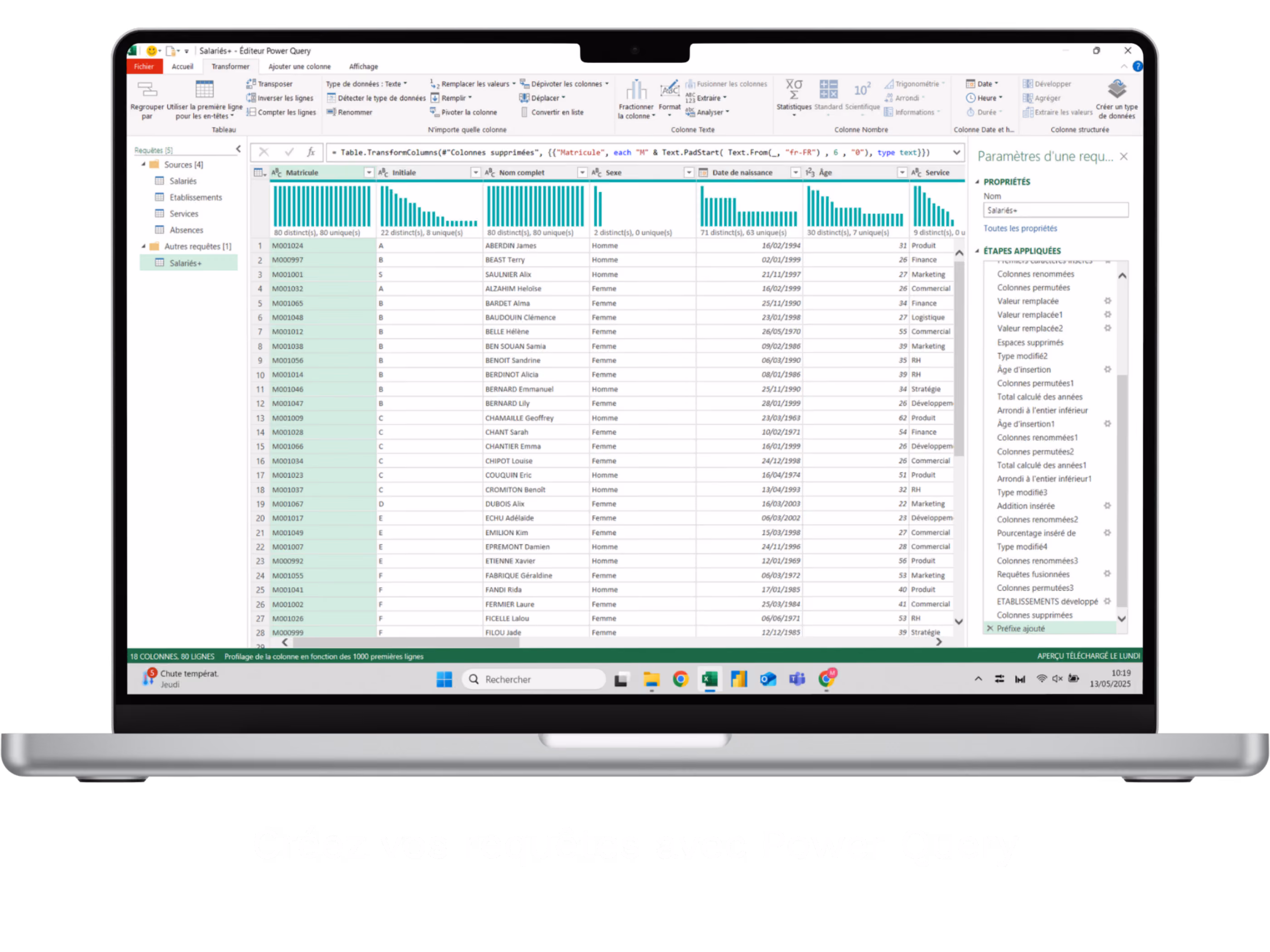mockup Power Query gestion de salariés - Solpedinn